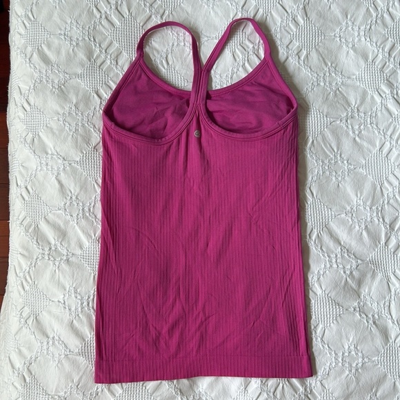 Pink Ribbed Spaghetti Strap Racerback Tank Top - Picture 2 of 3